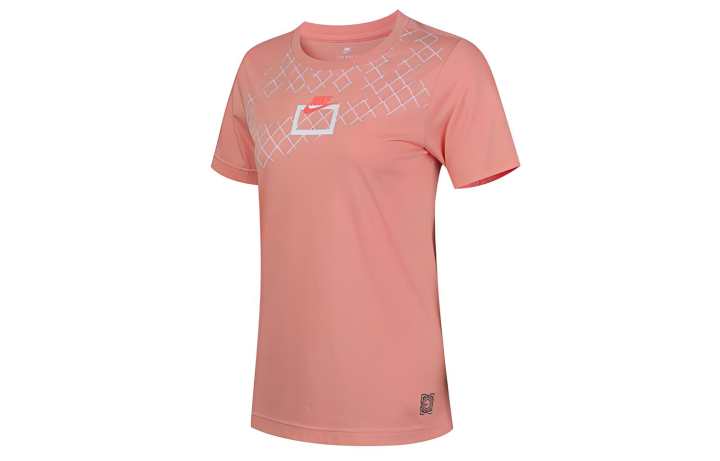 Nike Nike T Shirts Women's Pink Crew Neck Moderate Straight Fit