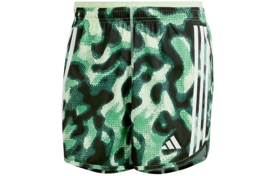 Adidas Adidas Own The Run 3 Stripes Allover Print Shorts Casual Shorts Men's Green