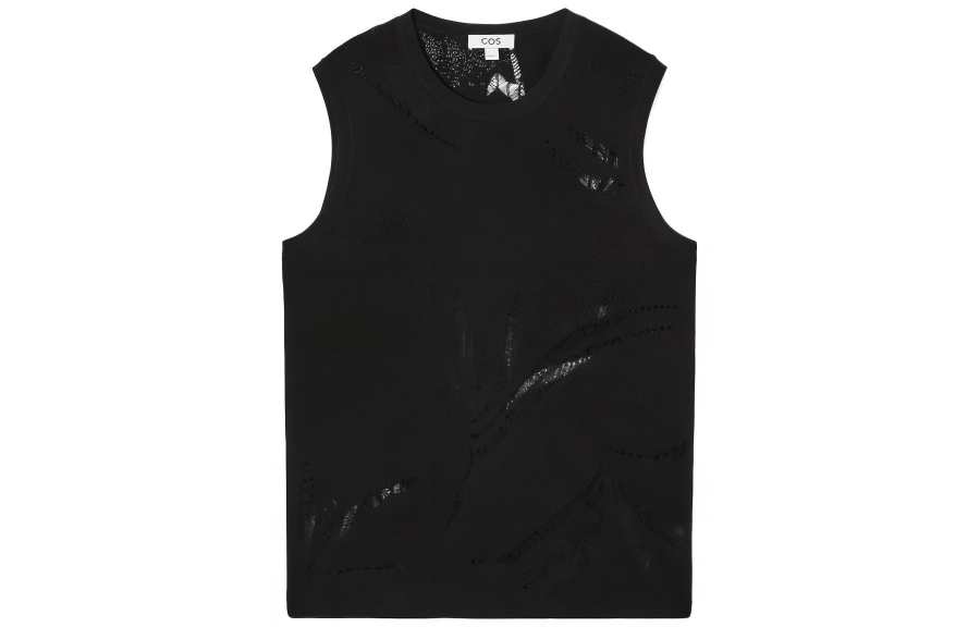 COS Tank Tops Women's Black Crew Neck Moderate Straight Fit