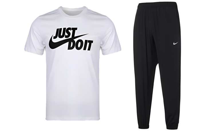 Nike Nike Casual Sportswear Men's White+Black Crew Neck Moderate