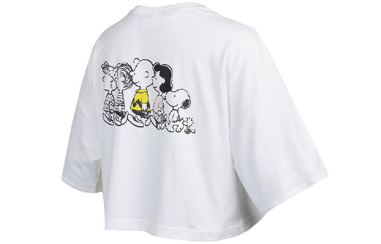 PUMA PEANUTS Crop Tops Women's White Crew Neck Moderate