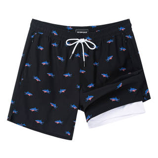 SURFCUZ Beach Shorts Men's Black Shark