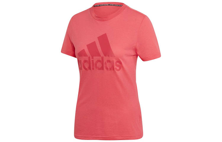 Adidas Adidas T Shirts Women's Red Crew Neck Moderate Cinched Waist