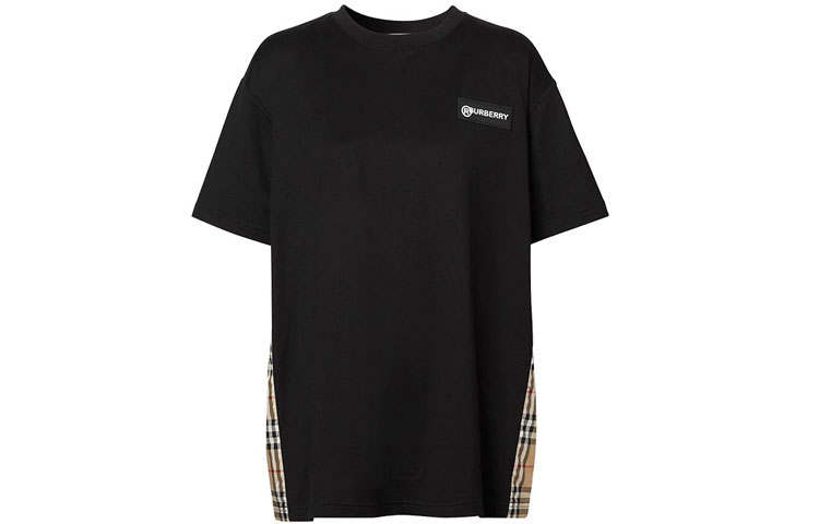 Burberry Women'ss Vintage Check Panel T shirt Black