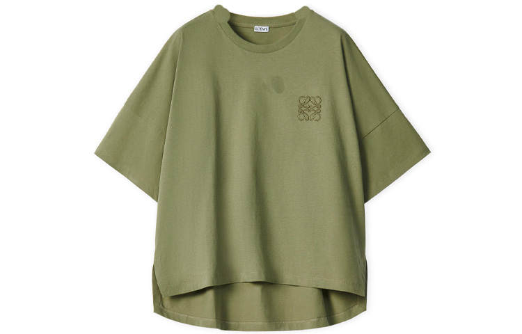 LOEWE Crop Tops Women's Sage Green Crew Neck Moderate