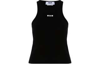 MSGM Logo Embroidered Sleeveless Ribbed Tank Top
