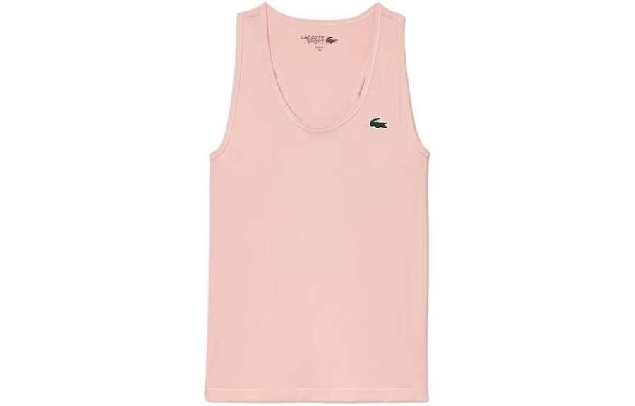 LACOSTE Tank Tops Women's Pink U Neck Moderate Straight Fit
