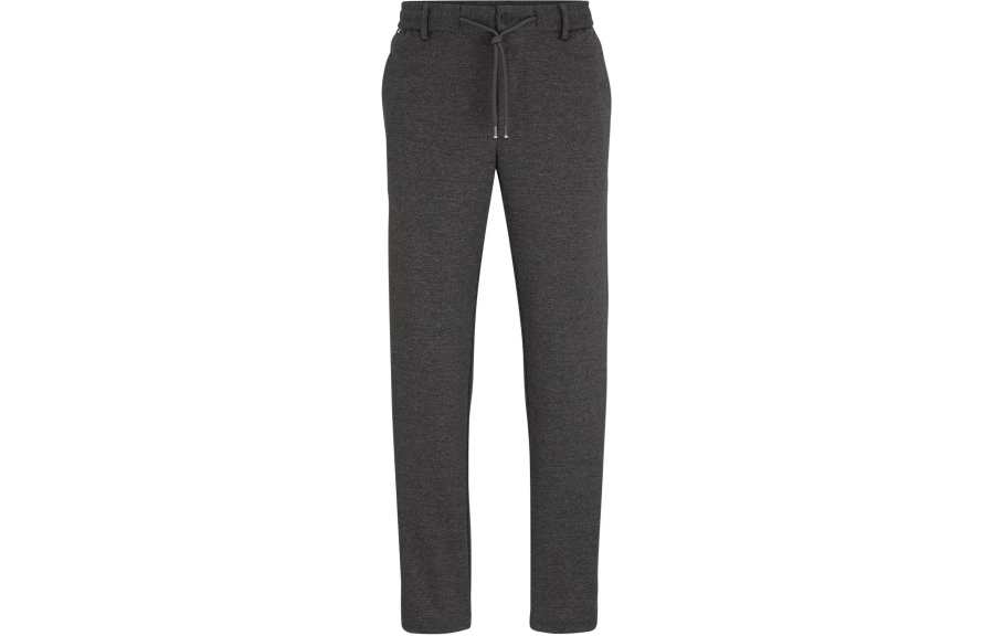 HUGO BOSS Regular Fit Trousers In Printed Jersey Casual Pants Men's Gray