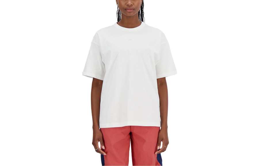 New Balance New Balance T Shirts Women's White Crew Neck Moderate Straight Fit