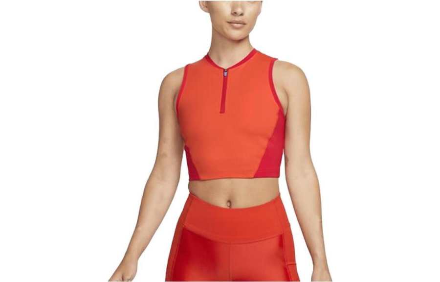 Nike Nike Tank Tops Women's Orange Red Crew Neck Moderate Straight Fit