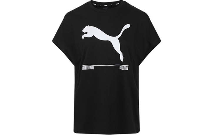 PUMA PUMA T Shirts Women's Black Crew Neck Moderate Straight Fit