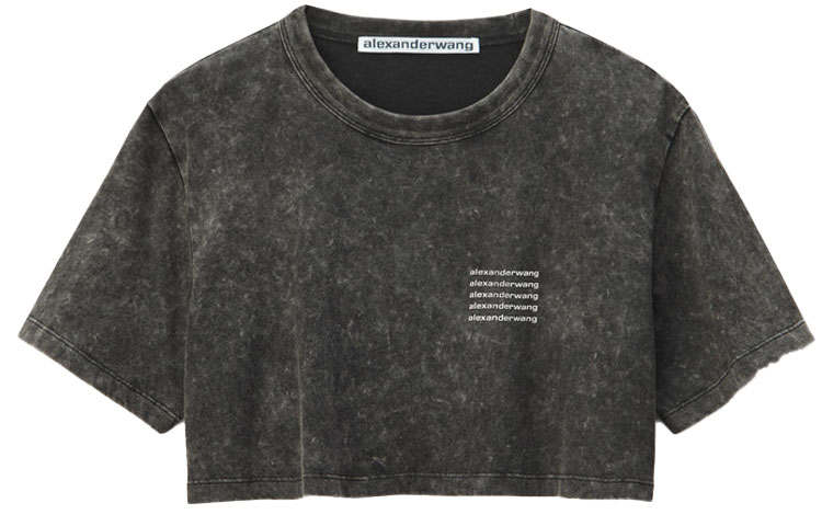 Alexander Wang acid-wash crop logo T-shirt