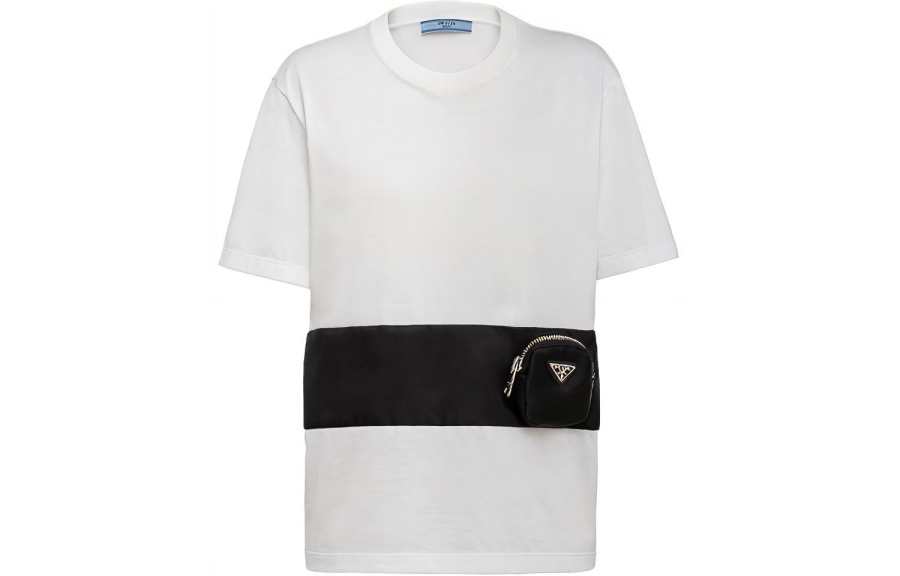 PRADA T Shirts Women's White Crew Neck Moderate Straight Fit