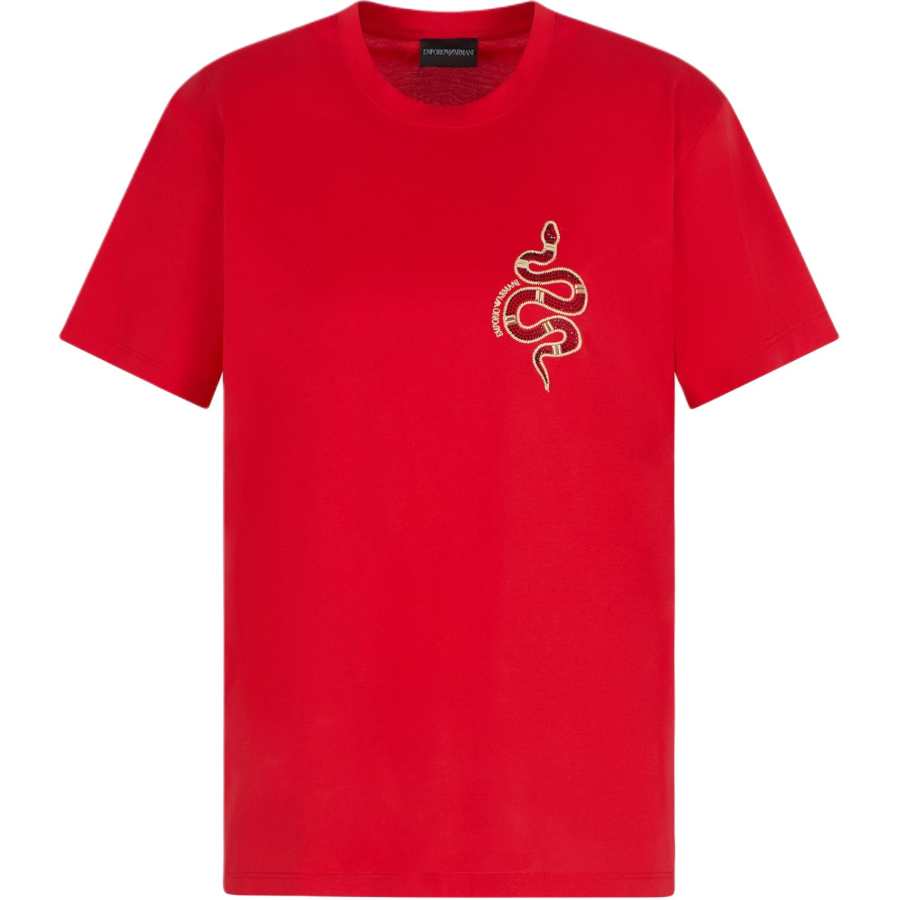 EMPORIO ARMANI Asv Mercerised Jersey T shirt With Chinese New Year Embroidery