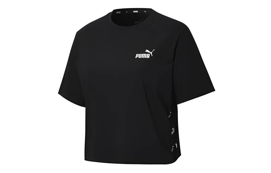 PUMA T Shirts Women's Black Crew Neck Moderate Straight Fit