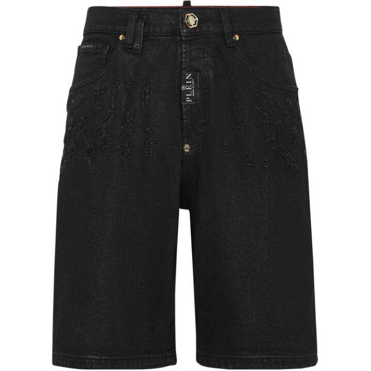 PHILIPP PLEIN Denim Shorts Men's Black