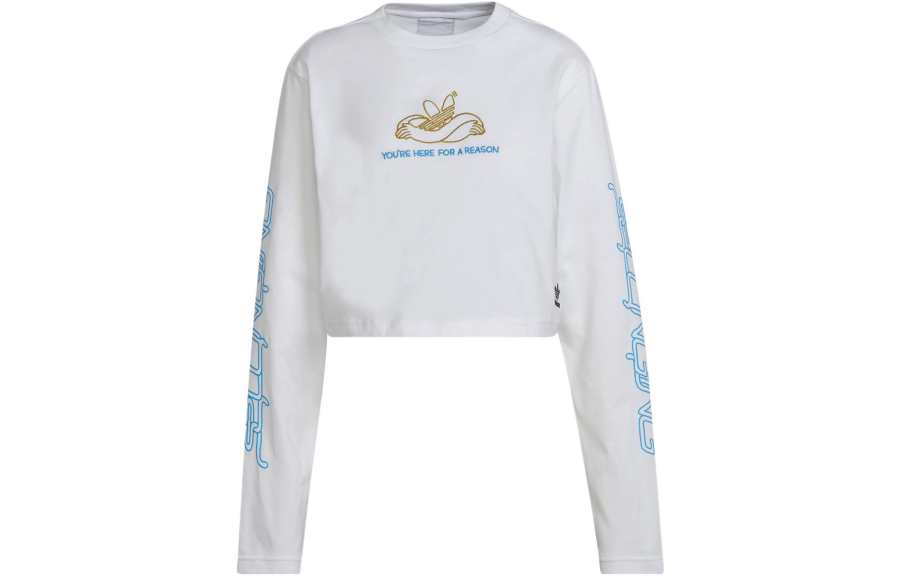 Adidas Originals Crop Tops Women's White Crew Neck Moderate