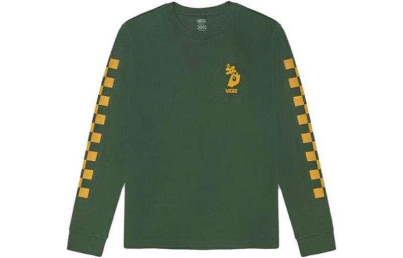 Vans T Shirts Women's Green Crew Neck Moderate Straight Fit