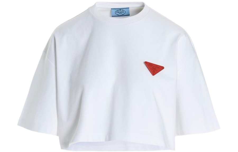 PRADA SS22 Women's Logo Crew Neck T-Shirt White