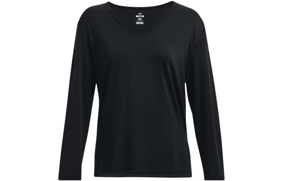 Under Armour T Shirts Women's Black V Neck Moderate Straight Fit