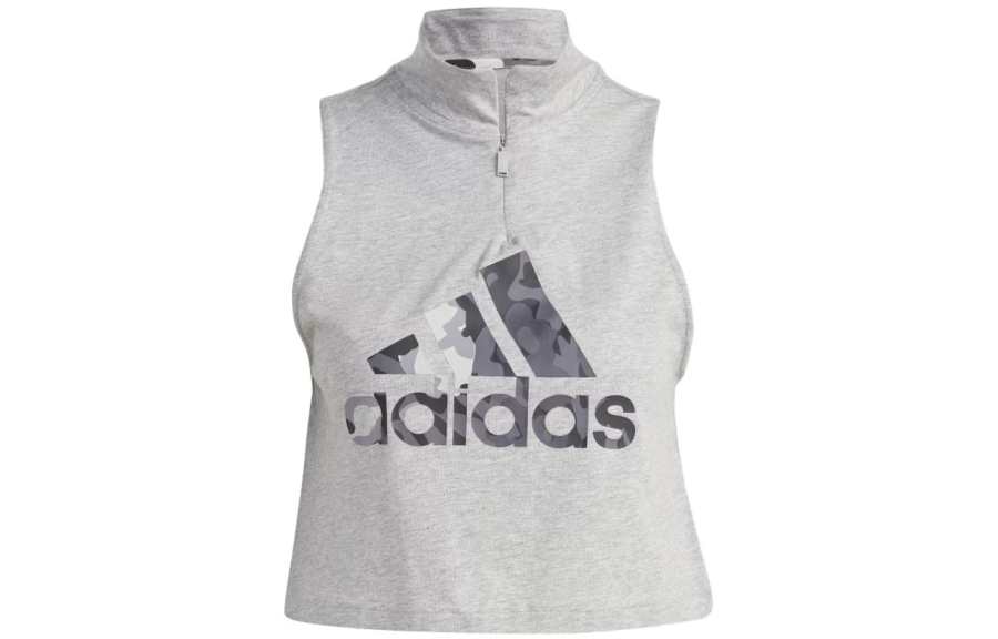 Adidas Adidas Tank Tops Women's Gray Stand Collar Moderate Straight Fit