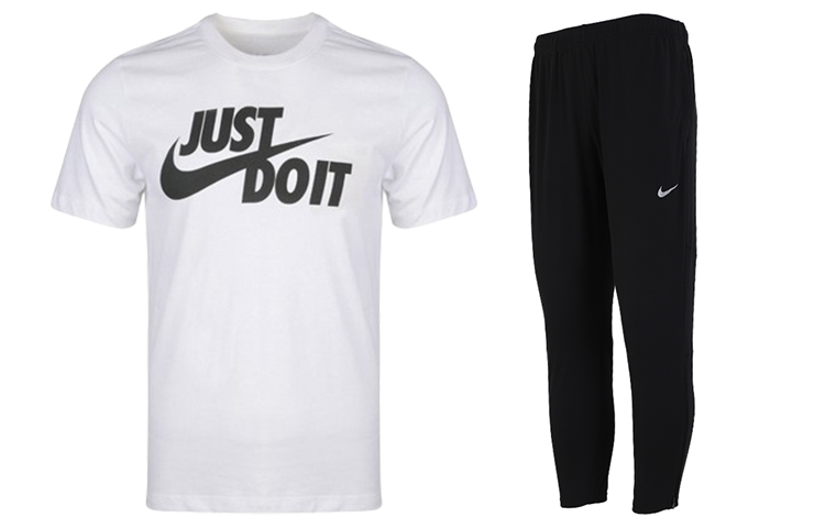 Nike Nike Casual Sportswear Men's White+Black Crew Neck Moderate