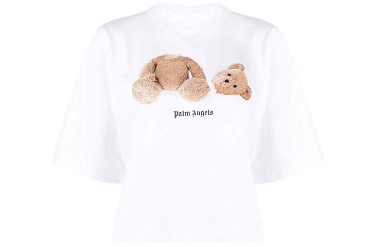 PALM ANGELS Crop Tops Women's White Crew Neck Moderate