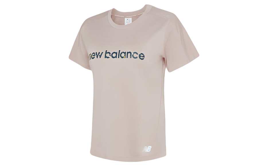 New Balance New Balance T Shirts Women's Pink Crew Neck Moderate Straight Fit