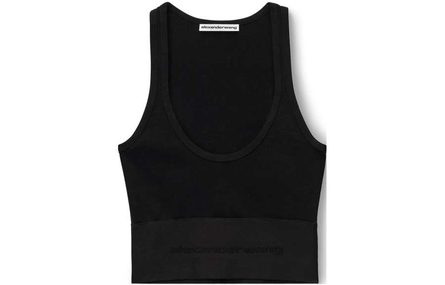 Alexander Wang logo-waistband cropped tank top