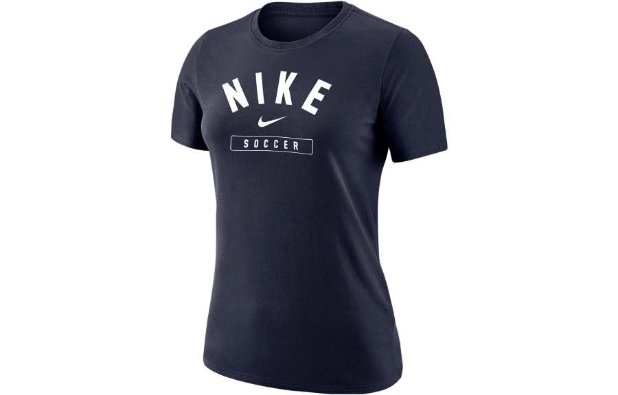 Nike Nike T Shirts Women's Marine Blue Crew Neck Moderate Straight Fit