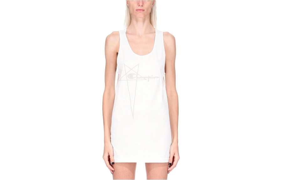 RICK OWENS X Champion Logo Embroidered Sleeveless Shirt Dress