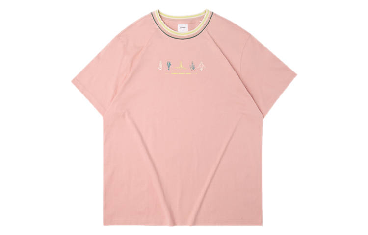 Li-Ning Li Ning Sports Fashion Collection T Shirts Women's Misty Rose Pink Crew Neck Moderate Straight Fit