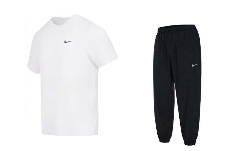 Nike Nike Casual Sportswear Men's White T Shirt+Black Pants Crew Neck Moderate