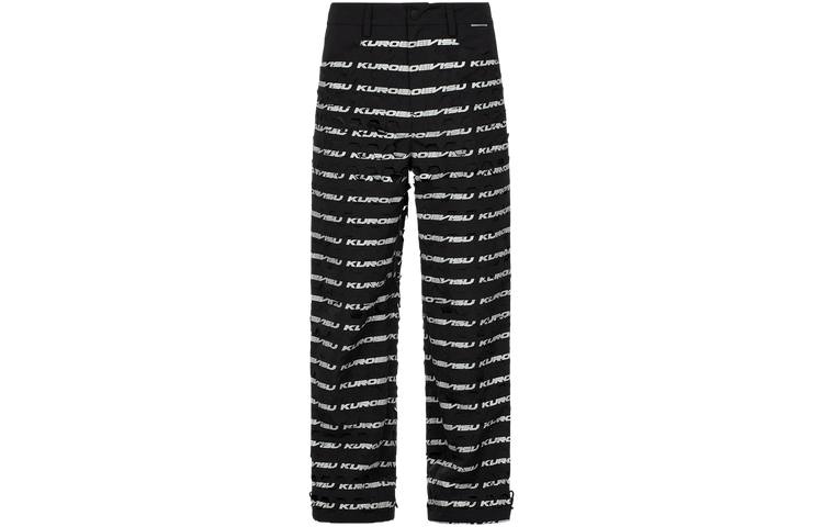EVISU Casual Pants Men's Black All Over Print Moderate Straight Fit Pants
