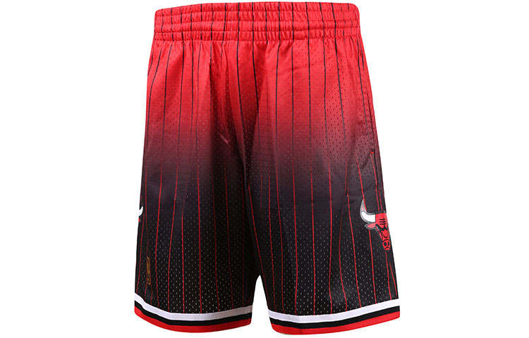 Mitchell Ness Basketball Shorts Men's Black Red Moderate Straight Fit Pants