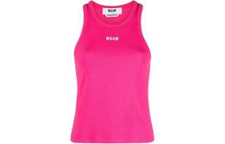 MSGM Logo Embroidered Sleeveless Ribbed Tank Top
