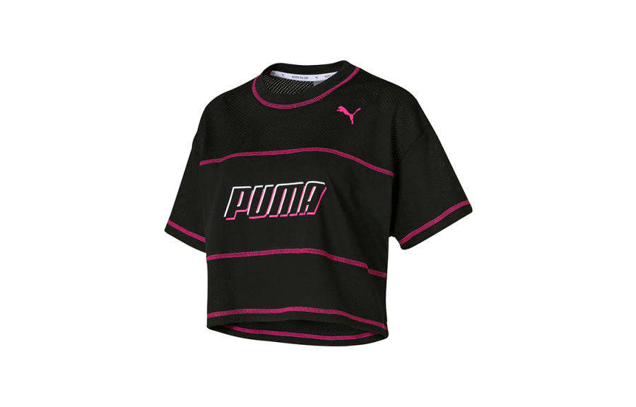 PUMA Alphabet Logo Printing Drop Shoulder Sleeve T Shirt Women's Black