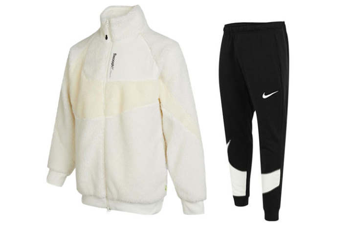 Nike Nike Casual Sportswear Men's White+Black Stand Collar Moderate