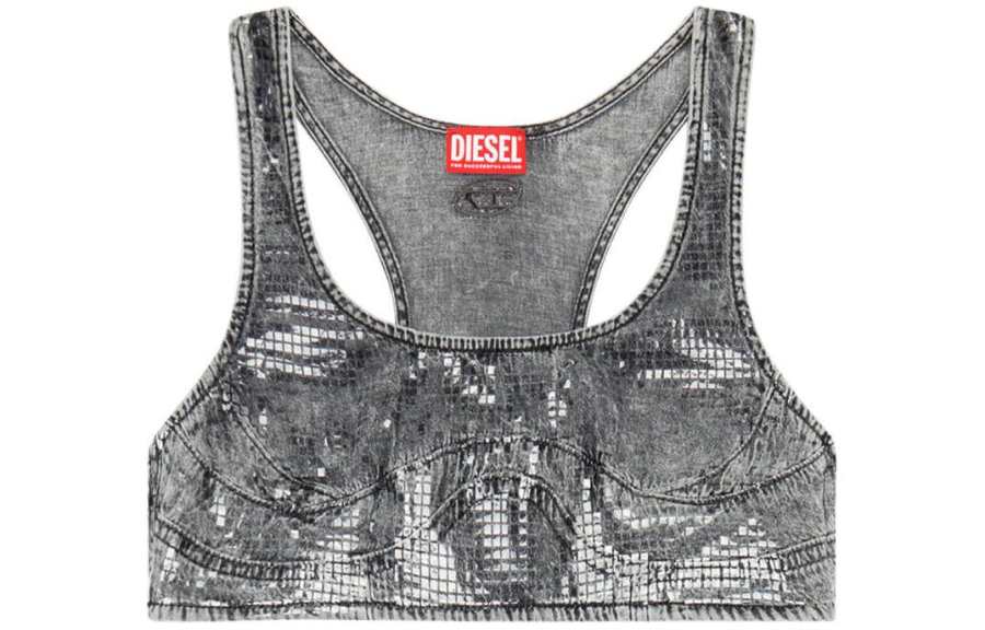DIESEL Diesel Toppy Sequin-Effect Denim Cropped Top