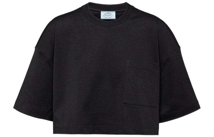 PRADA PRADA Crop Tops Women's Black Crew Neck Moderate