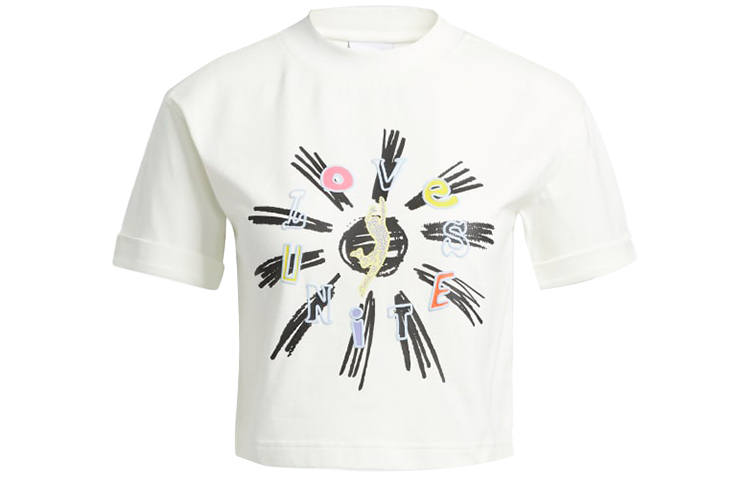 Adidas Originals T Shirts Women's Ecru Crew Neck Moderate