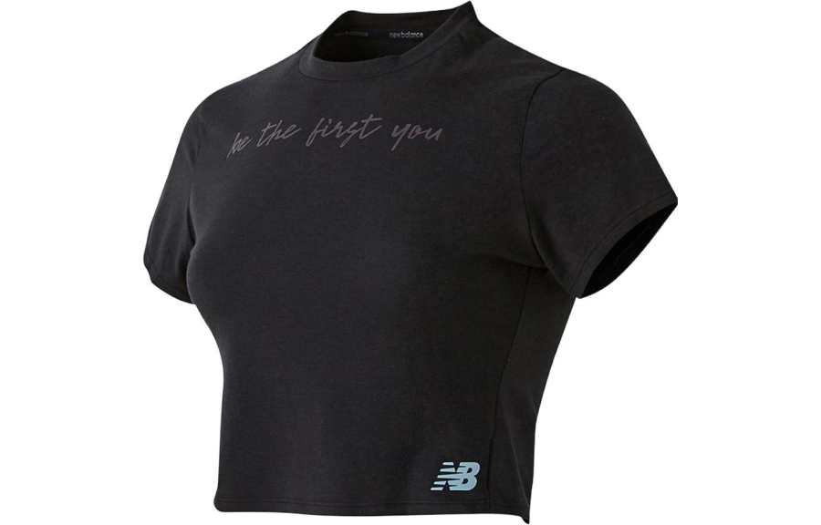 New Balance New Balance T Shirts Women's Black Crew Neck Moderate Straight Fit