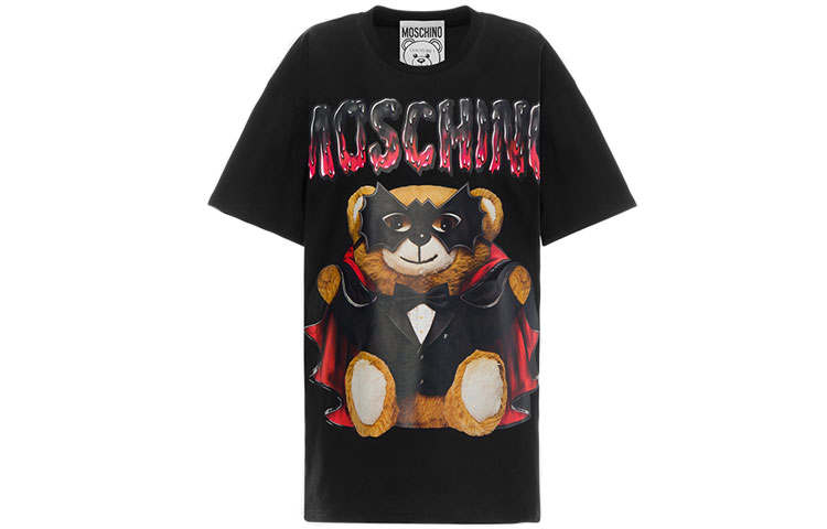 MOSCHINO T Shirts Women's Black Crew Neck Moderate Straight Fit