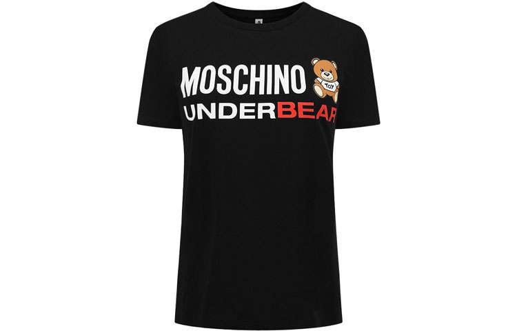 MOSCHINO T Shirts Women's Black Crew Neck Moderate Straight Fit