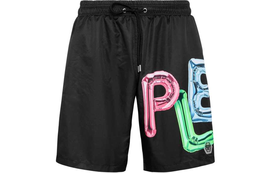 PHILIPP PLEIN SS24 Beach Shorts Men's Black