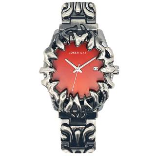 JOKER CAT Quartz Movement Metal Strap Watch Unisex Silver Dial