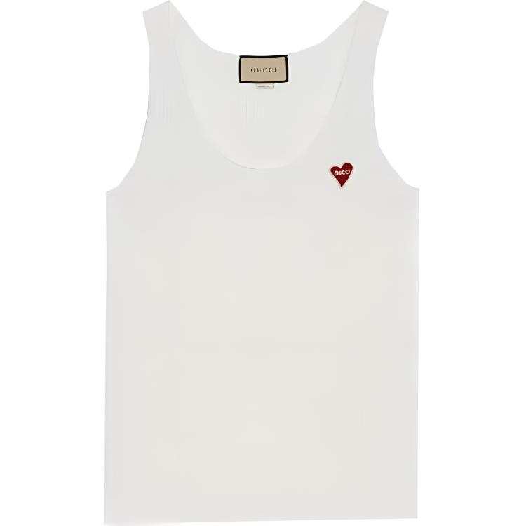 GUCCI X Harry Styles Co Branded Tank Tops Women's White Crew Neck Thin Other