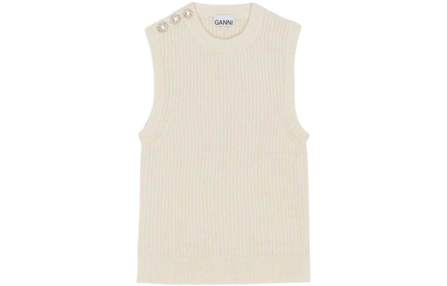 GANNI Tank Tops Women's White Racerback