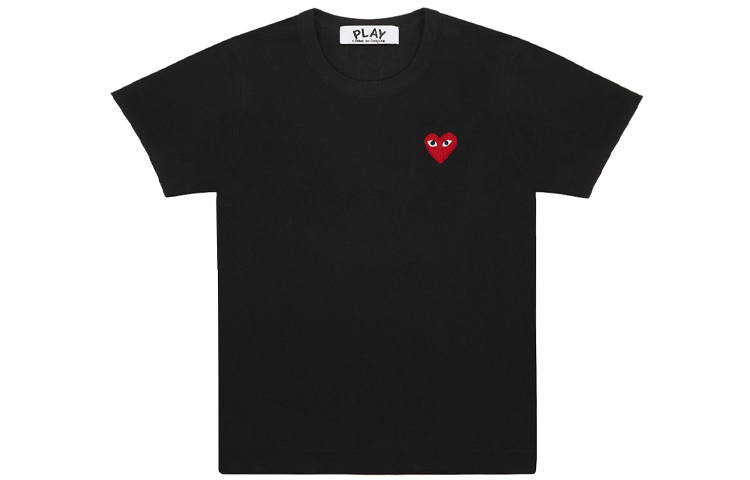 CDG Play Comme Des Garcons Play Women's Red Emblem T shirt Black