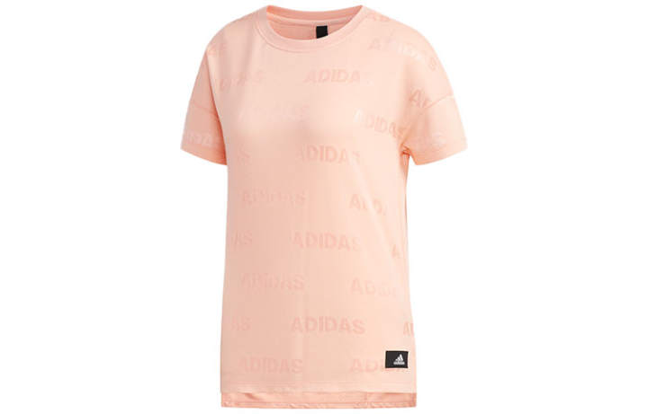 Adidas Adidas T Shirts Women's Pink Crew Neck Moderate Straight Fit